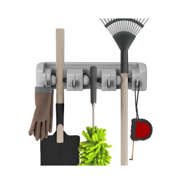 Fleming Supply 2-pack Shovel, Rake and Tool Holder with Hooks, Wall Mounted Organizer for Home and Garden Tools 593819VDV - main